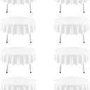 8 Pack White Round Tablecloth 60 Inch White Table Cloth for Round Tables, Reusable and Washable Polyester Tablecloth Stain Wrinkle Resistant Decorative Table Cover for Wedding Party Dining Banquet
