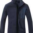 GIMECEN Women's Full Zip Soft Polar Fleece Jacket Outdoor Recreation Coat with Pockets Long-Sleeve Comfortable Outerwear (Blue) Large