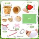 LemonRoad 6 Set Mini Strawberry Wooden Basket Decor 5.1 x 6.7 Inch Round Picnic Wooden Basket for Wedding Holiday Farmhouse Table Centerpiece and Home Decoration