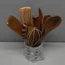 Kitchen Utenails Set with Holder,Kitchen Wooden Utensils for Cooking, Wood Utensil Natural Teak Wood Spoons for Cooking,Wooden Kitchen Utensil Set With Spatula and Ladle (11)
