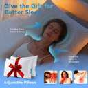 QUTOOL Cooling Pillow for Sleeping, CertiPUR-US Shredded Memory Foam King Pillows Set of 2, Cool Pillow for Hot Sleepers Adjustable Firm Pillow for Side, Back, Stomach Sleepers Soft Yet Support, White