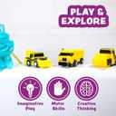 Tub Works Construction Trucks Mold Free Bath Toys, 6 Pack | Sealed, No Hole Bath Toys Design Keeps Moisture Out | Soft, Squeezable & Float on Water | Baby & Toddler Bathtub Toys | Baby Pool Play