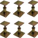 Adjustable 4 1/3" - 7" House Floor Jacks Mini Screw Post Pole for Leveling, Galvanized, 6 Pack