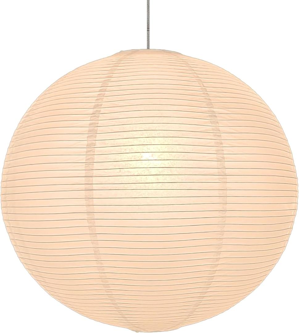 Hytsoeee(21.65Inch) Large Round Paper Lantern Lamp shade,White Rice Paper Lamp Shade,Chinese Foldable Paper Lantern Lampshade for Home Indoor Living room,Bedroom,Ceiling Decor