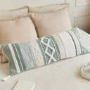 Decorative Boho Lumbar Pillow Cover 14x36 Beautiful Throw Pillow with Soft Texture for Bed, Couch Decor or as Body Cushion A Stylish Addition to Your Bedroom, Sage