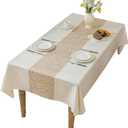 Nordic Beige Rectangular Tablecloth, Premium Drape, Water & Stain Resistant, Elegant Rectangle Table Cover for Dining, Kitchen, Party, Home Decor (86" x 55"Fits tables 62"-72" in length)