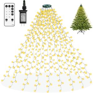 Christmas Tree Lights, 400 LED Christmas String Lights with Ring for Tree, 6.6FT x 16 Lines Fairy Lights for Indoor Outdoor Xmas Tree Decor, Warm White