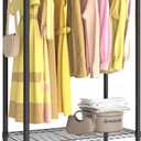 Xiofio 3 Tiers Heavy Duty Clothes Rack for Hanging Clothes Rack,Freestanding Closet with 2 Side Hooks and Hanging Rod, 29.1" L x 15.7" W x 76.3" H,Max Load 500LBS,Black