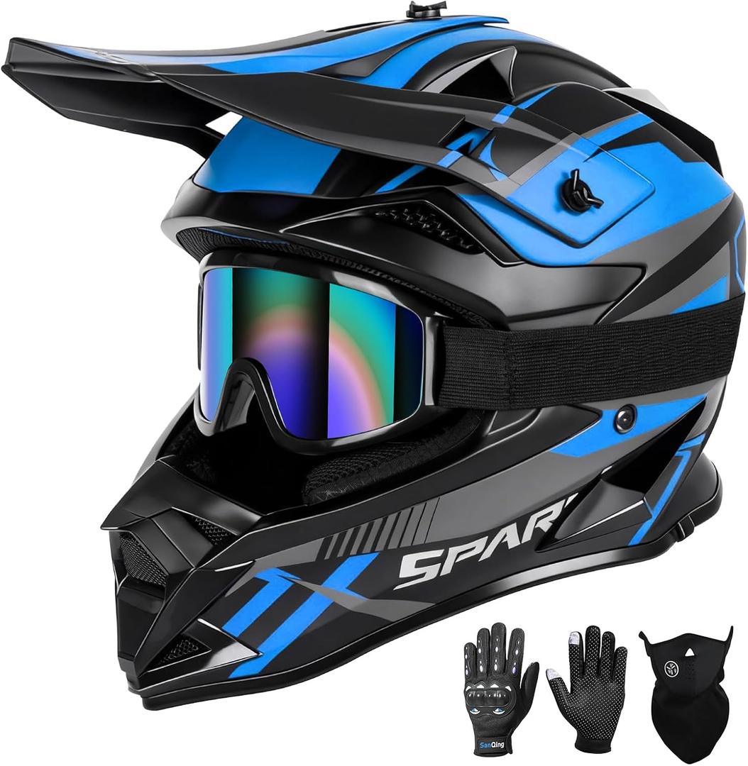 SPARK Adult Dirt Bike ATV Motocross Helmet for Men Women DOT Certified, Large