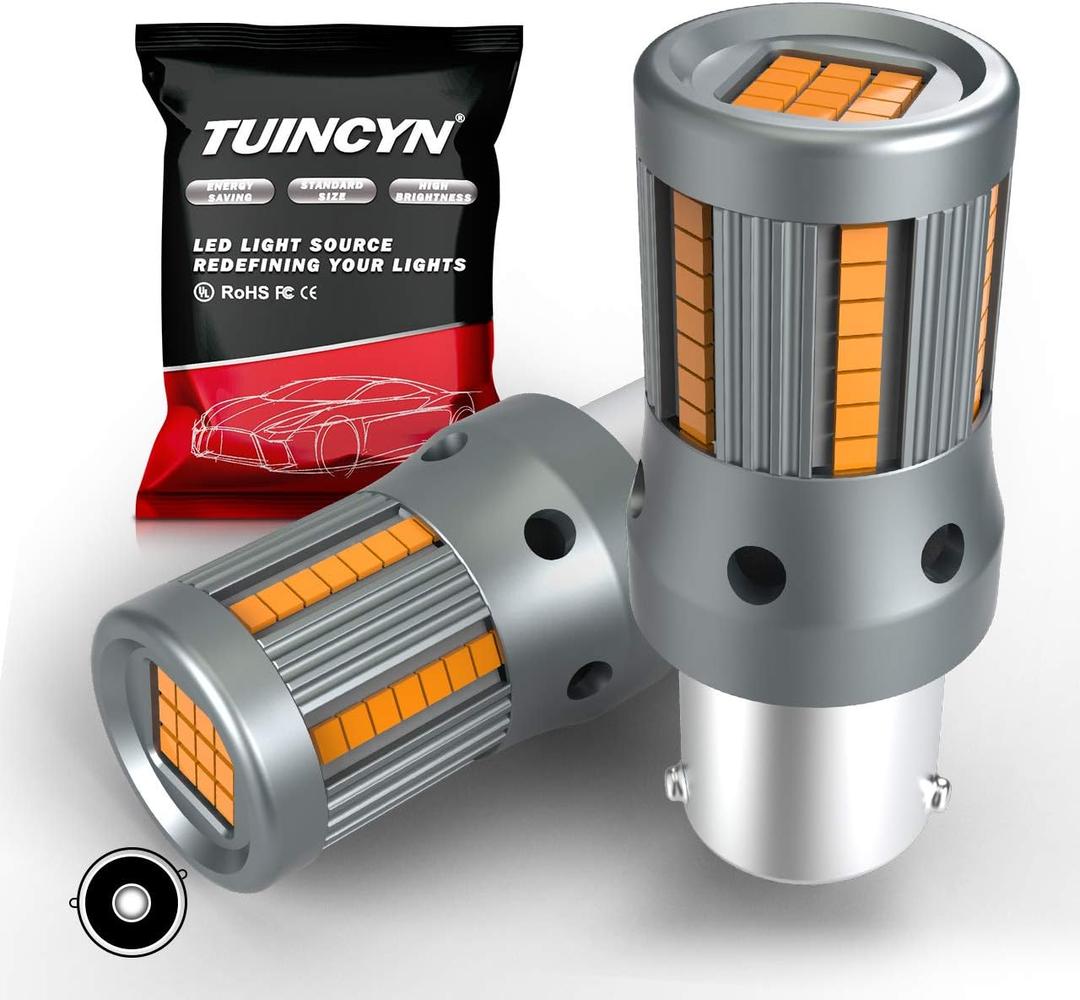 TUINCYN BAU15S PY21W LED Bulb Amber CANBUS Free Turn Signal Lights 1156(150) 12496 7507 2641A Anti Hyper Flash No Error Super Bright Blinker Replacement Bulb with Built-in Load Resistor(Pack of 2)