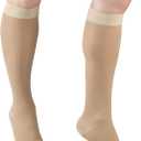 Truform Sheer Compression Stockings, 15-20 mmHg, Women's Knee High Length, Open Toe, 20 Denier, Nude, Large (Beige, L)