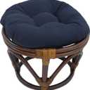 Blazing Needles Solid Twill Round Footstool Cushion, 18", Navy