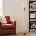 DEC LUCE DECOLUCE LIGHTING Modern Floor Lamps for Living Room, Globe Glass Shade Floor lamp for Bedroom, Standing lamp for Office, Corner(Orange)