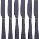 Matte Black Dinner Knife Set of 6, 9.7 inches Stainless Steel Black Table Knife, Satin Finish.