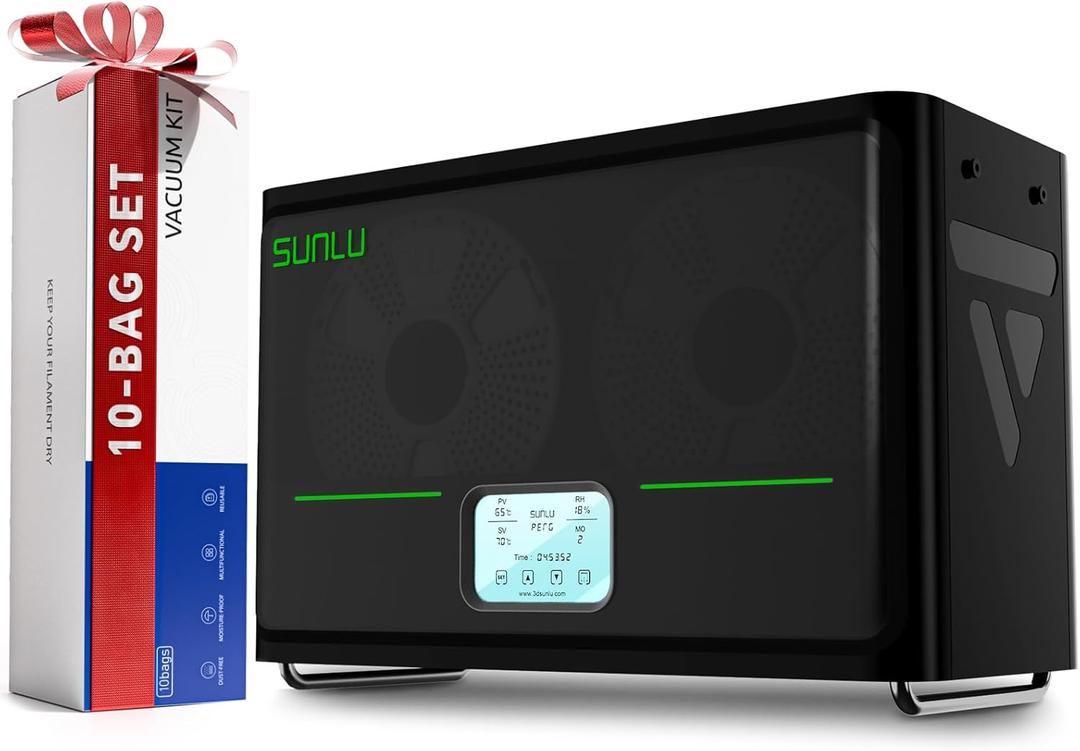 2025 Special BundleSUNLU Official Filament Dryer Box S4,Four-Spool 3D Printer Dehydrator with Rapid Heating, Auto Humidity Control, and Advanced Triple Fan Upgrade, Fits PLA,PETG,ABS,TPU,PA,etc. (Black)