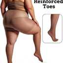 2 Pairs Plus Size Sheer Tights for Women High Waist Control Top Stockings Ultra Thin Pantyhose with Reinforced Toes