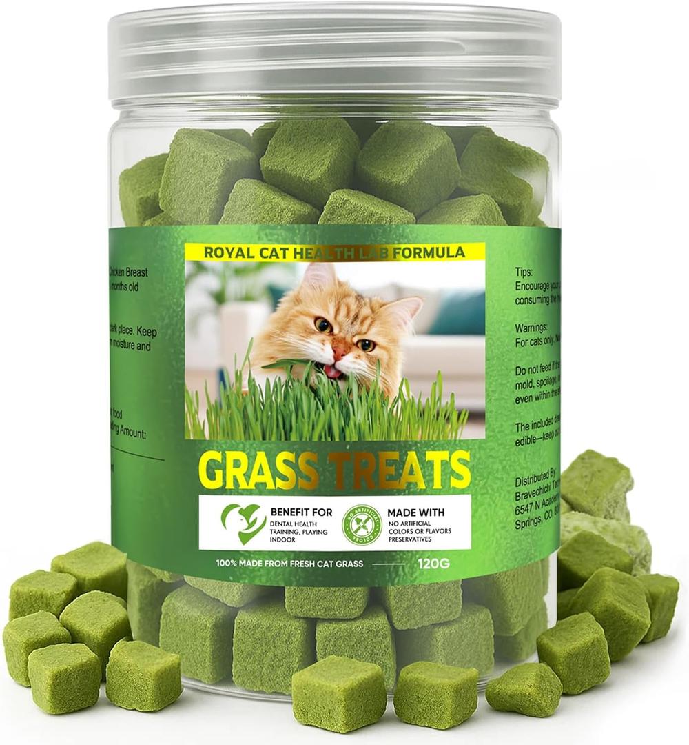 Fancy Pets 120g Cat Grass Treats,Cat Grass for Indoor Cats,Supports Dental Health & Training, Pet-Safe Wheatgrass Kit Treats (green), BB Date: 2028/05/12