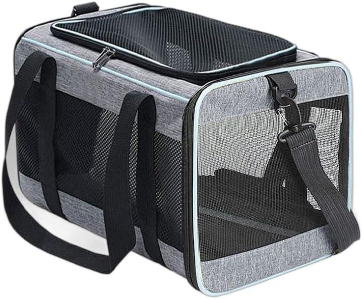 Pet Bag, Soft-Sided Pet Carrier for Big Medium Cats and Puppy, Out Carrying Bag, Pet Carrier for Large and Medium Cats, Dog Carriers Cat Carriers Pet Privacy Protection Travel Carriers (Gray (with Blue border))