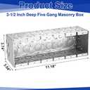 Xuhal 6 Gang Masonry Box 3-1/2 Inch Deep Galvanized Steel Electrical 6 Gang Outlet Tool Box for High-Capacity Wiring Commercial Residential Masonry Walls