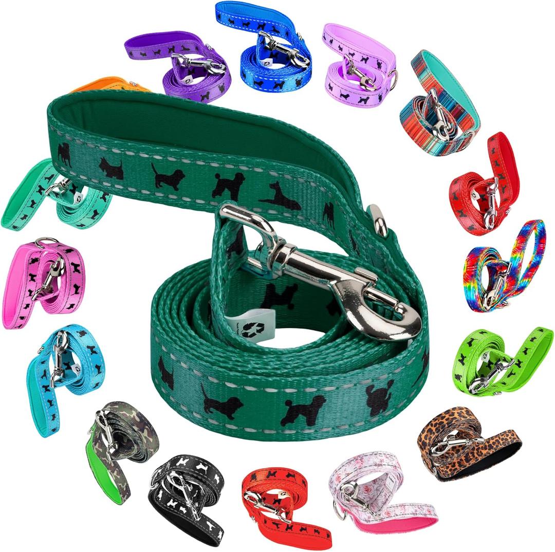 EcoBark Dog Leash - Soft & Reflective Comfort Leash with Padded Handle - Strong Durable Heavy Duty - Training and Pulling for Small, Medium or Large Dogs (Forest Green) L