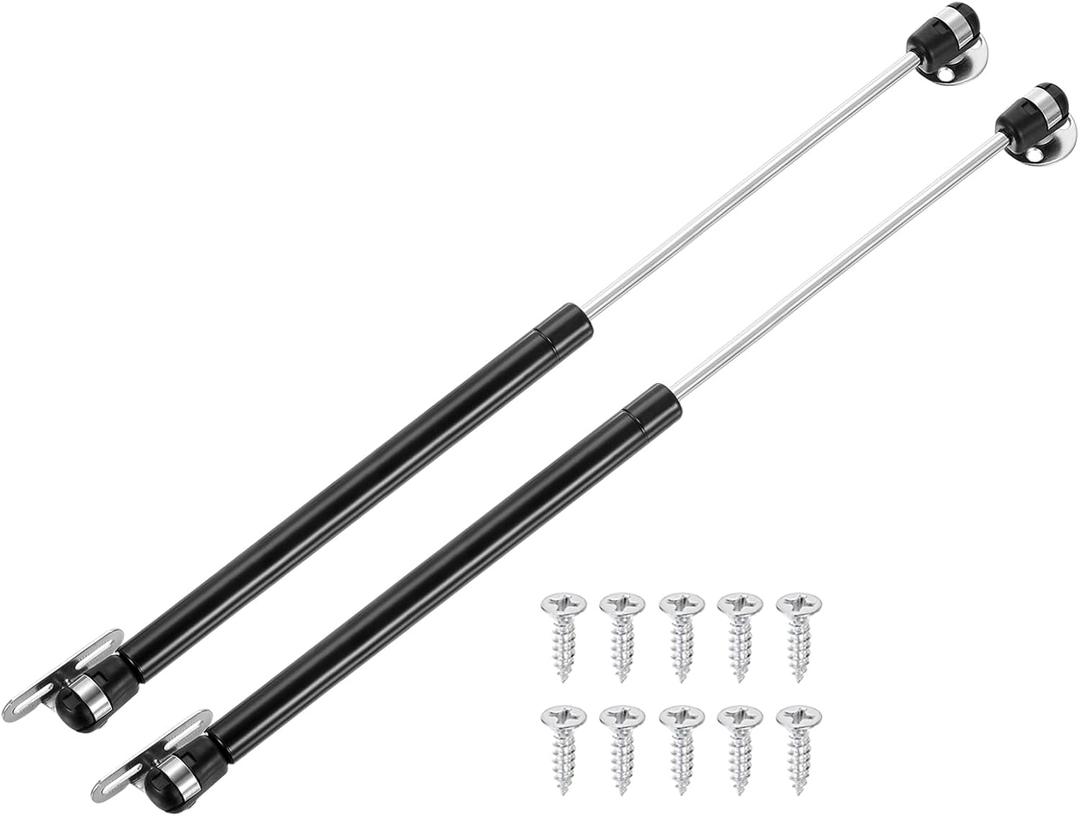 uxcell 2Pcs Lid Support Hinges, 14 Inch 250N Gas Struts Heavy Duty Gas Spring Soft Close Lid Stay Hinges Lift Support with l Mounts for Tool Box Cabinet, Black