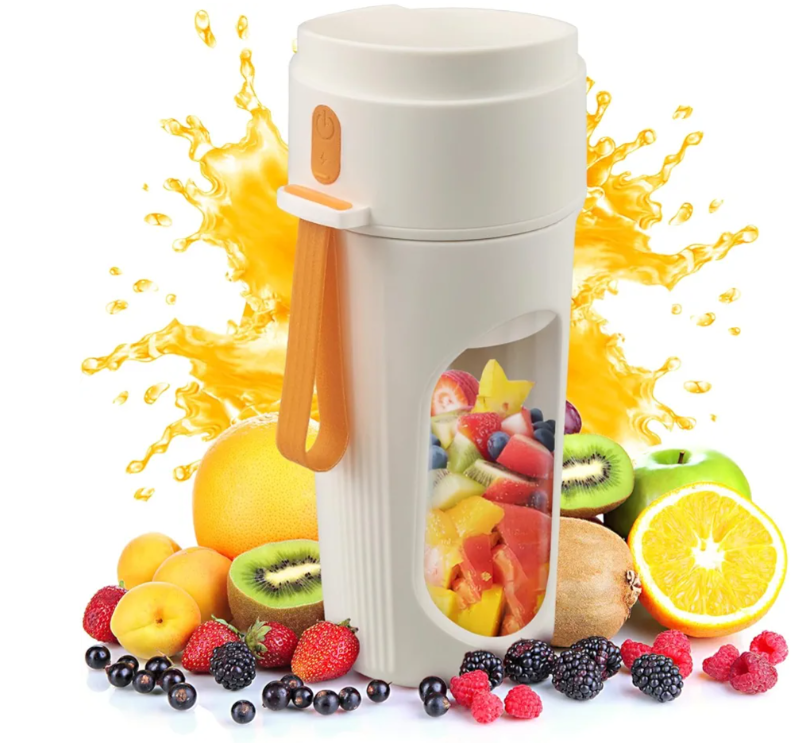 Portable Blender for Smoothies, Dishwasher Safe Personal Blender for Shakes and Fresh Juices, 15 Oz BPA Free Portable Bottle with 12-Blade, Rechargable Sport Bottle Compact and Easy to Clean
