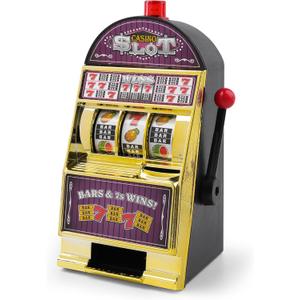 Slot Machine Money Bank for Adults (8.3 * 4.2 * 3.9inch), Lucky Seven Casino Games Toy Piggy Bank with Flashing Lights and Jackpot Sounds for Party and Family-Purple