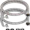 4 FT Washing Machine Hoses with 90 Degree Elbow, Stainless Steel Braided Washer Hose Supply Line with 3/4" FHT Connectors for Short to Moderate-Residential Water Supply, Red & Blue, 2 Pack
