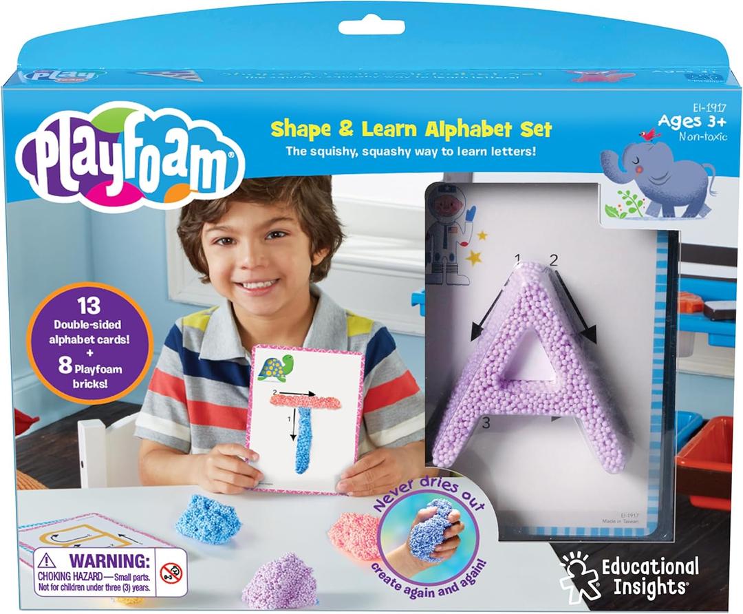 Educational Insights Playfoam Shape & Learn Alphabet Set - Alphabet Learning Toys, Letter Recognition for Preschoolers, Sensory Classroom Must Haves, Sensory Foam Letters, ABC Toys for Ages 3+