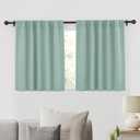 RYB HOME Blackout Curtains for Bathroom - Thermal Insulated Light Block Window Curtains, Back Tab & Rod Pocket Style for Kitchen Dining Kids Bedroom Basement, Wide 42 x Long 36, Aqua, 2 Panels
