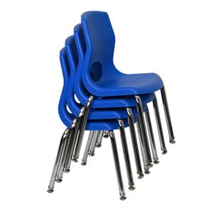 Childrens Factory MyPosture Plus 12" H Chairs, Set-4 Blue with Chrome Legs, AB8012PBC4, Kids Preschool, Daycare or Classroom Flexible Seating, Toddler Desk Chair