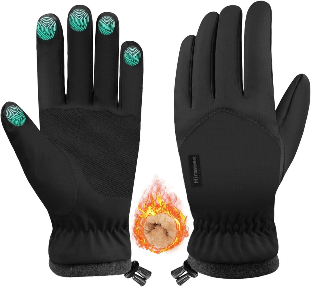 Winter Waterproof Gloves Men Women, Windproof Warm Ski Gloves for Cold Weather, Touch Screen Snow Warm, Running Driving Cycling (Medium, Black)