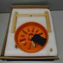 LE TAUCI Ceramic Slow Feeder Puzzle Bowl Elevated 3 Cup with Wooden Stand for Medium Large Dog, Fast Eater Slow Eating Food Bowl, Sun Orange