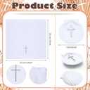 SmoothNovelty Baptism Towel Shell Set for Boys Girls Baptism Towel with Shell Set Baptismal Cloth Christening Towels with Embroidery Cross Baptismal Shells Gifts for Christening Party Favors (Silver)
