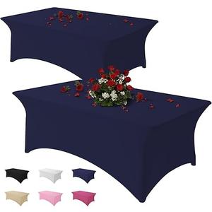 Table Cloth 2 Pack
Navy Blue
 4FT Spandex Tablecloth for Rectangle Fitted Table Cloths Stretch Covers Washable Wrinkle Free Tablecloths for Festival Camping Picnic Wedding Party