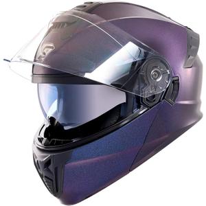 KYPARA Motorcycle Dual Visor Flip up Modular Full Face Helmet with DOT Certification of Impressionism (BlueChameleon, L)