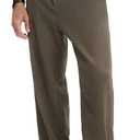 Silent Vortex Men's Teen Loose Fit Wide Leg Dress Pants Casual Solid High Waist Straight Leg Trousers with Pocket, Brown, L 