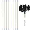 12 Feet Stove Pipe Clean Brush Extension Rods Flexible Fireplace Chimney Brush Stove Pipe Brush Rod Rotary Air Duct Dryer Vent Cleaner Rods Flue Brush Chimney Sweep Kit with Brush Head