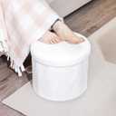 BoxedHome Dorm Room Storage - Round Cute Ottoman with Storage, Boucle Foot Stool Footrest for Lving Room, Support 220lbs, White 15"x 15" x12.6"