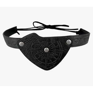 Pirate Leather Eye Patch Embossed Viking Compass Faux Leather Eye Cover Renaissance Eye Mask Cosplay Accessory