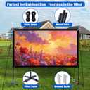 Outdoor 150inch Projector Screen with Stand, Portable Projector Screen with Carry Bag, Indoor 4K HD Movie Projection Screen for World Cup Outside Home Theater Backyard, 16:9