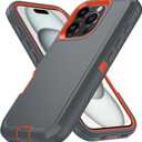 Case for iPhone 16 Pro Max(2024), 3-Layer Super Full Heavy Duty Rugged Case Belt Clip Holster Kickstand Protective Case Cover for iPhone 16 (Black Orange with Clip, iPhone 16 Pro Max)