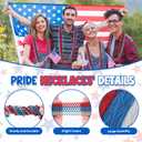 300PCS 4th of July Accessories Patriotic Bead Necklaces, 33inch Red Blue Silver Necklaces Bulk, 4th of July Decorations for Parade Party Favors Veterans Day