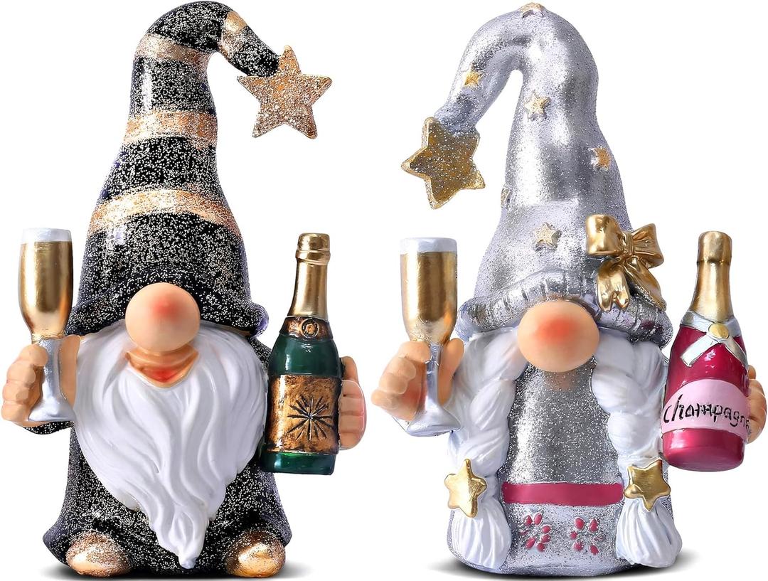 Champagne Gnomes Valentines Day Decorations for Home Party Gnomes Figurines Wine Bar Decor Gnomes Gifts for Women Champagne Birthday Wedding Party Decorations Valentine Gnomes