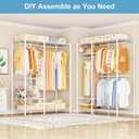 Ulif F7 Medium Garment Rack, Heavy Duty Clothes Rack, Clothing Racks for Hanging Clothes, 6-Tiers Freestanding Portable Closet Storage Rack 45'' W × 14.6'' D × 76.6'' H, Max Load 750 Lbs, White