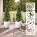 2 Pack Artificial Boxwood Topiary Trees with Ground Spike, 2 FT Faux Boxwood Topiaries Cone Bushes Trees UV Resistant Artificial Shrubs for Indoor Outdoor Front Porch Garden, Boxwood-4