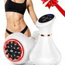 Lymphatic Drainage Massager, 9-Level Cellulite Massage Tool | 21 Massage Nodes, Red Light, Heat & Vibration, Advanced Level Control, for Belly, Arms, Thighs & Full-Body Care