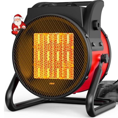 Outdoor Heaters for Patio, 1500W Outdoor Space Heater with 3S PTC Fast Heating, 3-Mode Electric Patio Heater for Greenhouse, Garage, Deck & Patio, Overheat Protection Red
