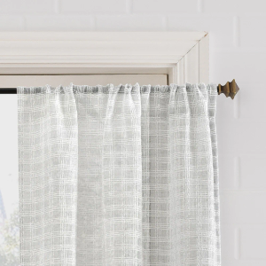 Tayen Slub Windowpane Semi-Sheer Rod Pocket 2-Piece Kitchen Curtain Tier Pair - 54" x 36"