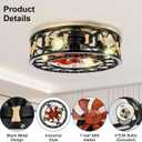 20" Caged Ceiling Fan with Lights and Remote, Low Profile Flush Mount Ceiling Fan, Enclosed Bladeless Fandelier with Silent DC Motor, Reversible 6 Speeds Industrial Farmhouse Fan Light Fixture